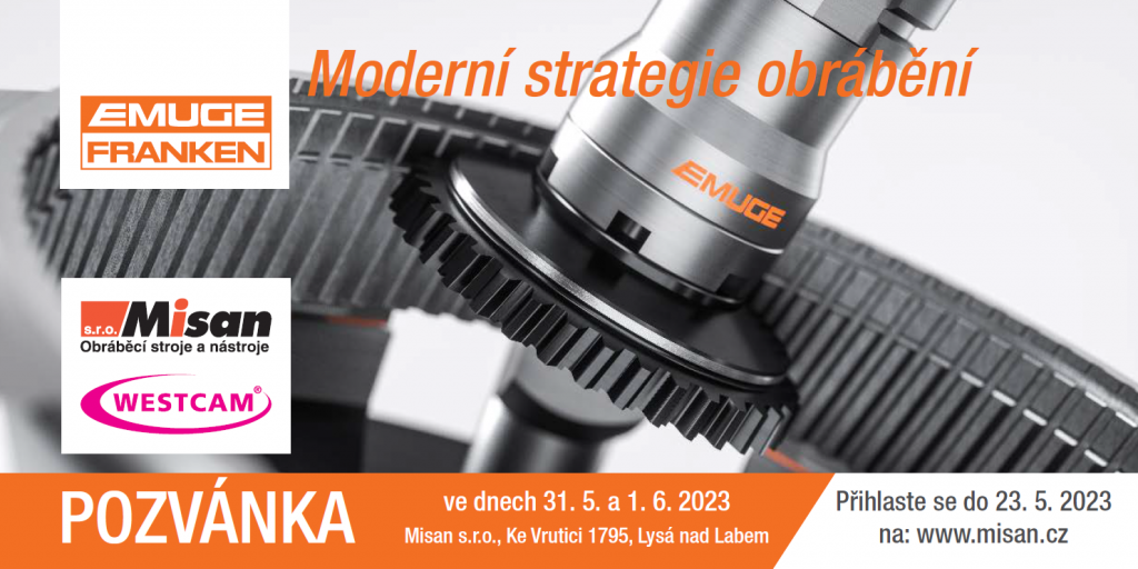 Pozvánka na technický seminář Moderní strategie obrábění pořádaný ve dnech 31. 5. a 1. 6. 2023